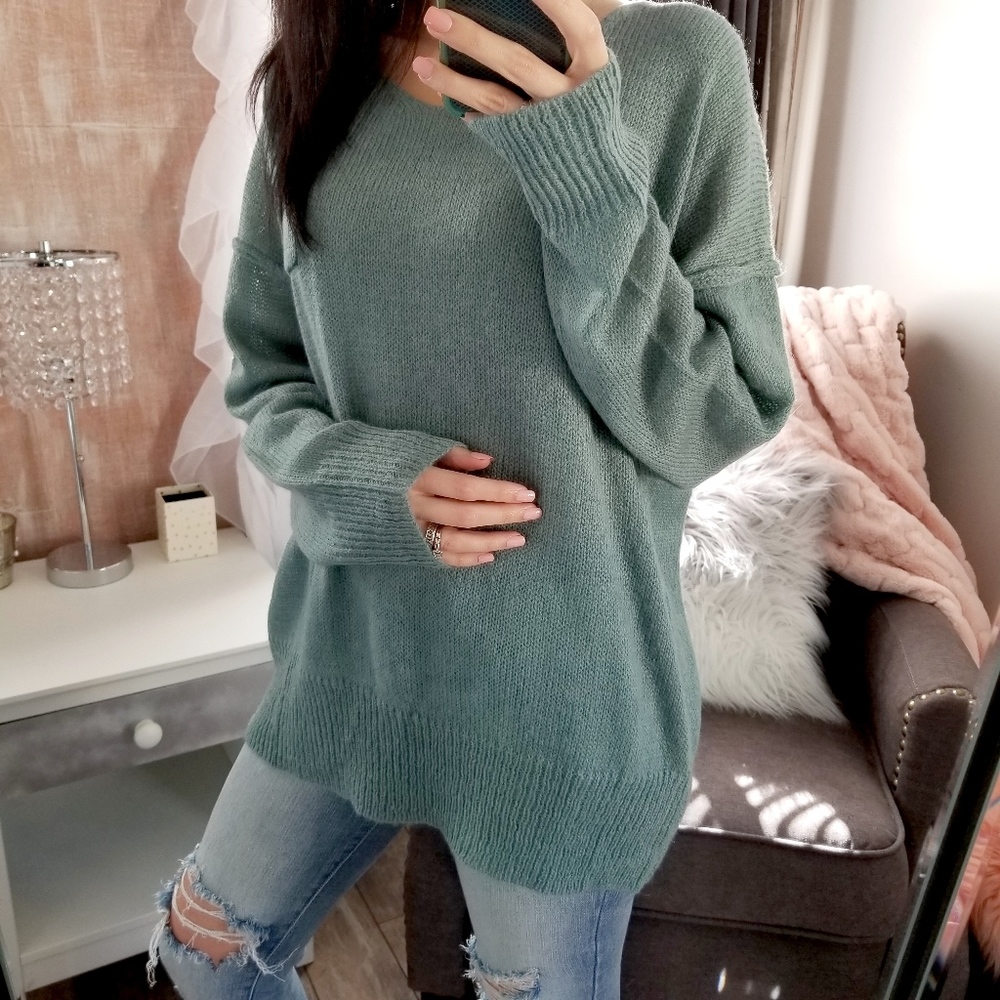 Fall Knit Sweater Top Slouchy Oversized Sweater - Picture 5 of 8